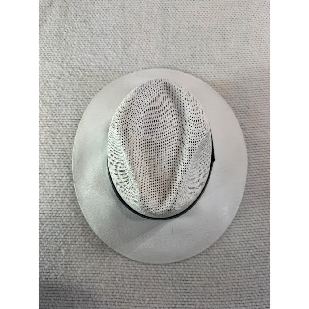 Mens White Panama Fedora Hat Woven Summer Sun Beach Cap Medium Made in Mexico